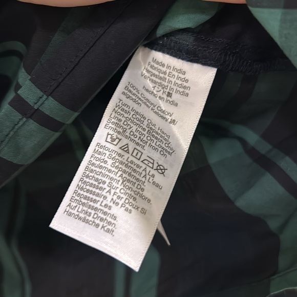 NWT J Crew Organic Cotton Fresco Top Jewel Buttons Green Blue Tartan Plaid - Picture 5 of 7